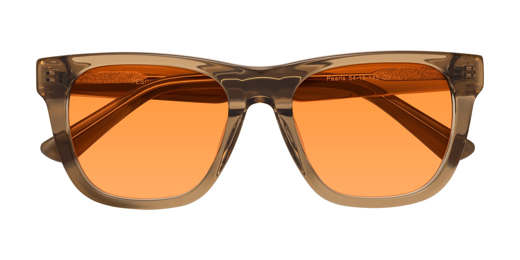 Folded Front of Pearls in Light Brown with Orange Tinted Lenses