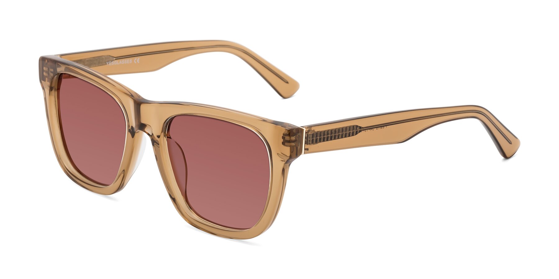 Angle of Pearls in Light Brown with Garnet Tinted Lenses