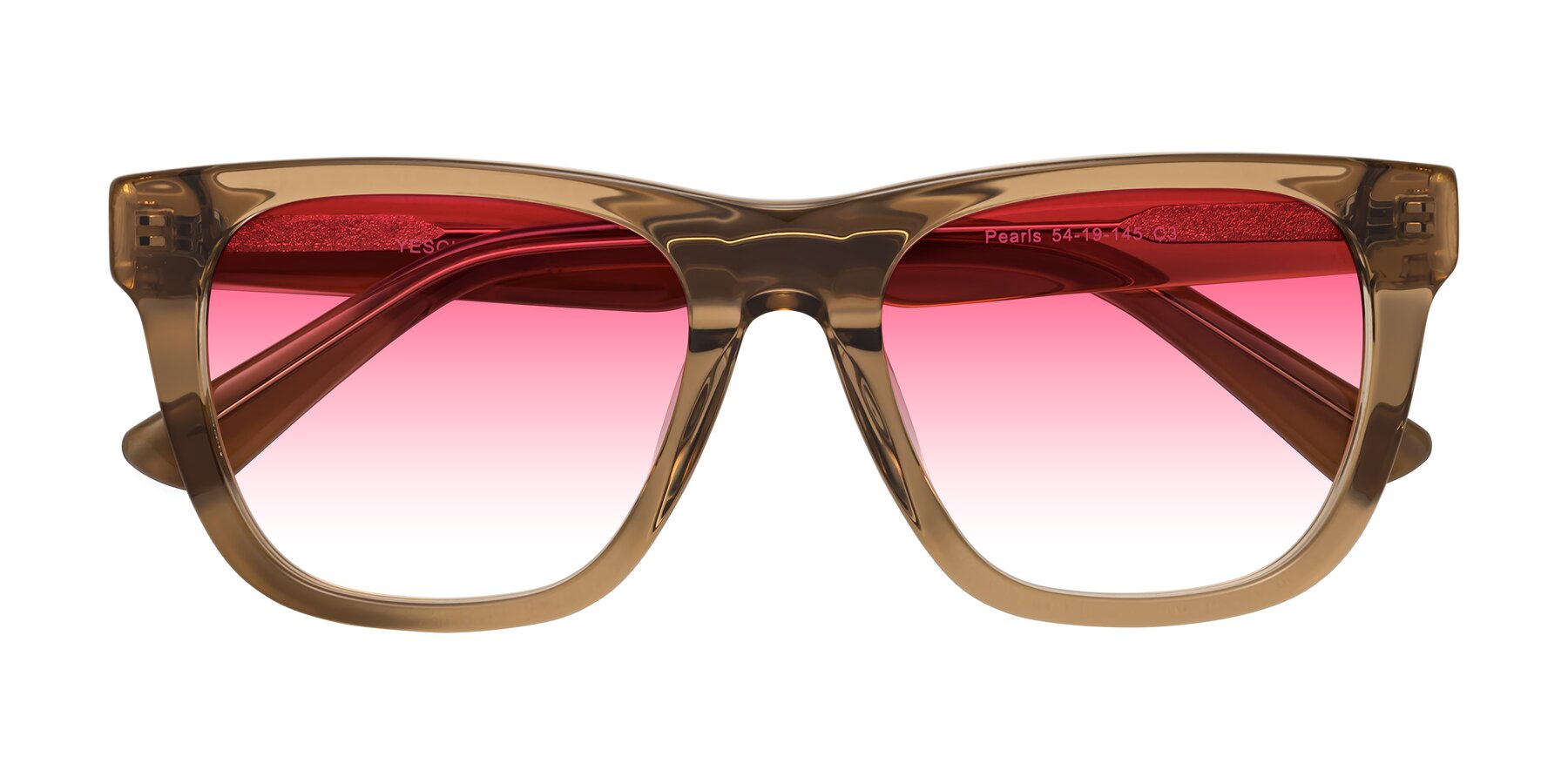 Folded Front of Pearls in Light Brown with Pink Gradient Lenses