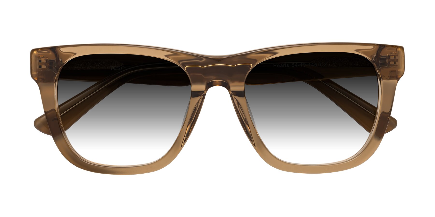 Folded Front of Pearls in Light Brown with Gray Gradient Lenses