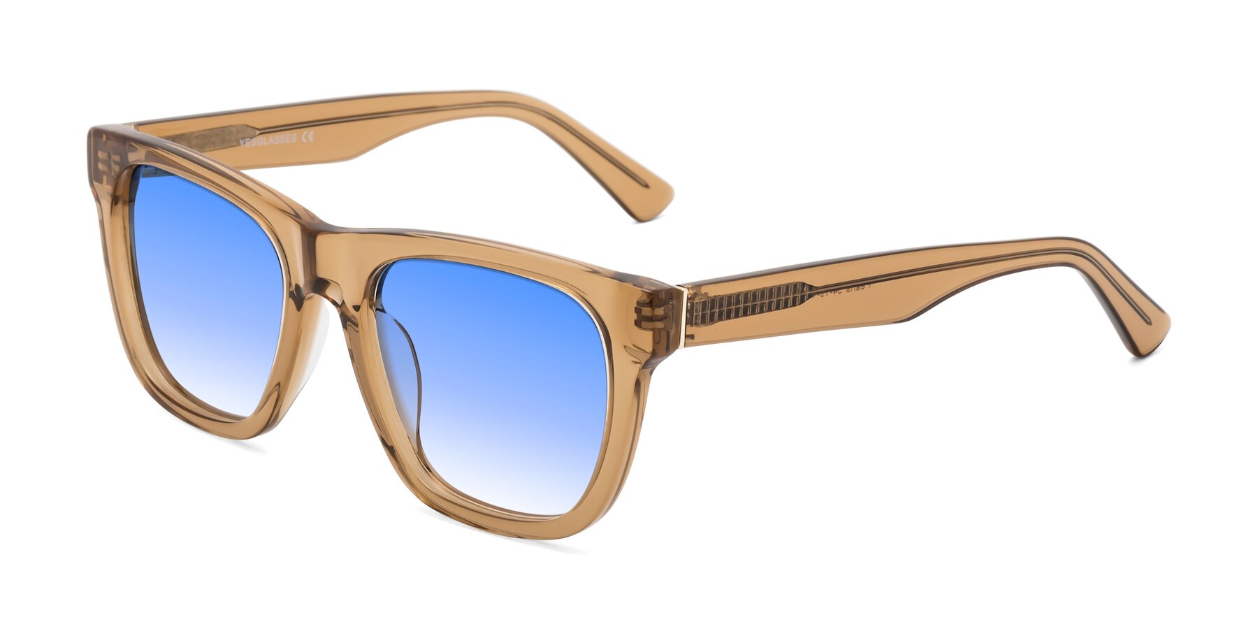 Angle of Pearls in Light Brown with Blue Gradient Lenses