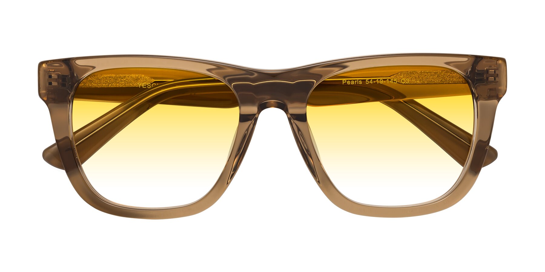 Folded Front of Pearls in Light Brown with Yellow Gradient Lenses