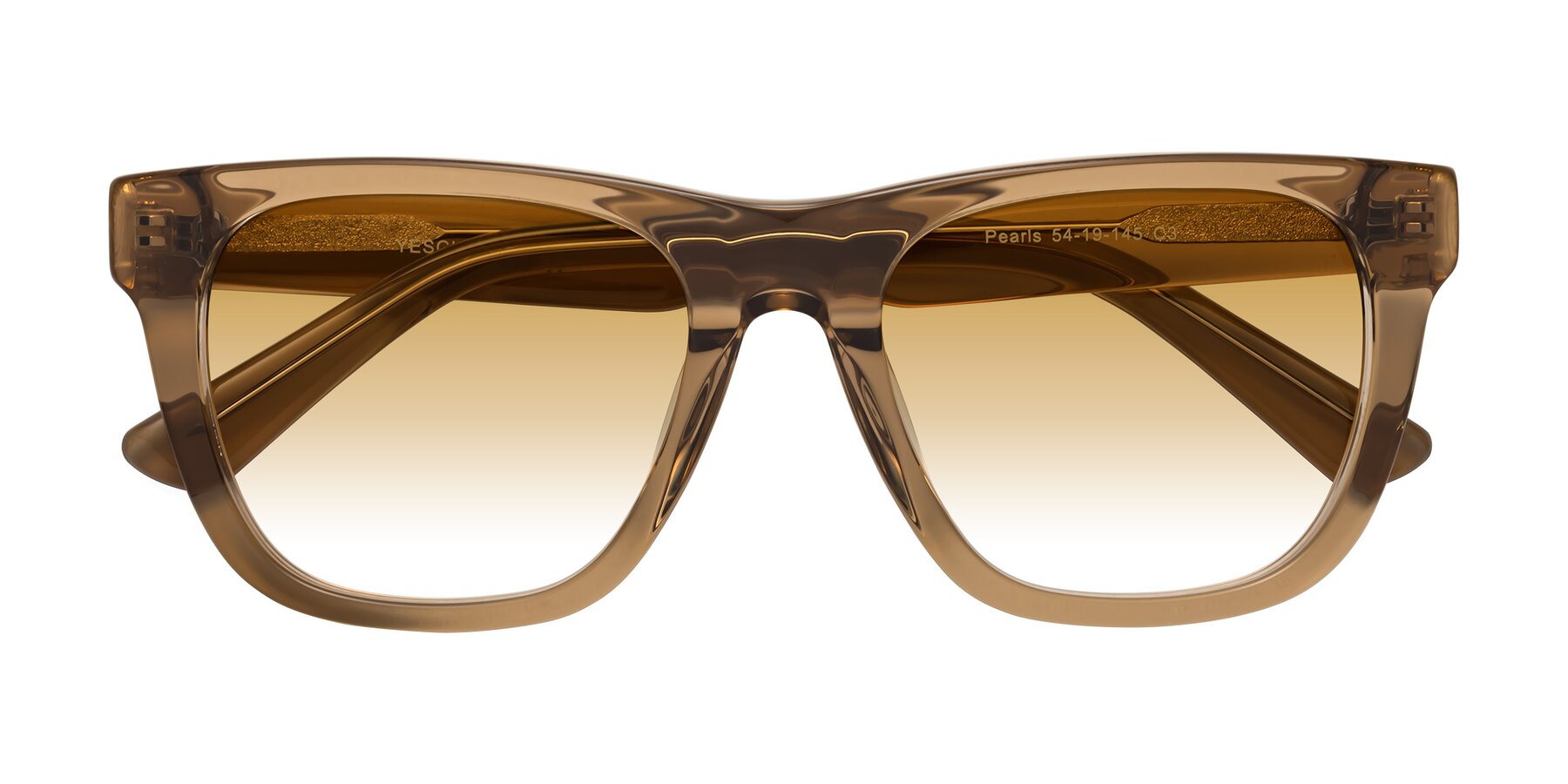 Folded Front of Pearls in Light Brown with Champagne Gradient Lenses