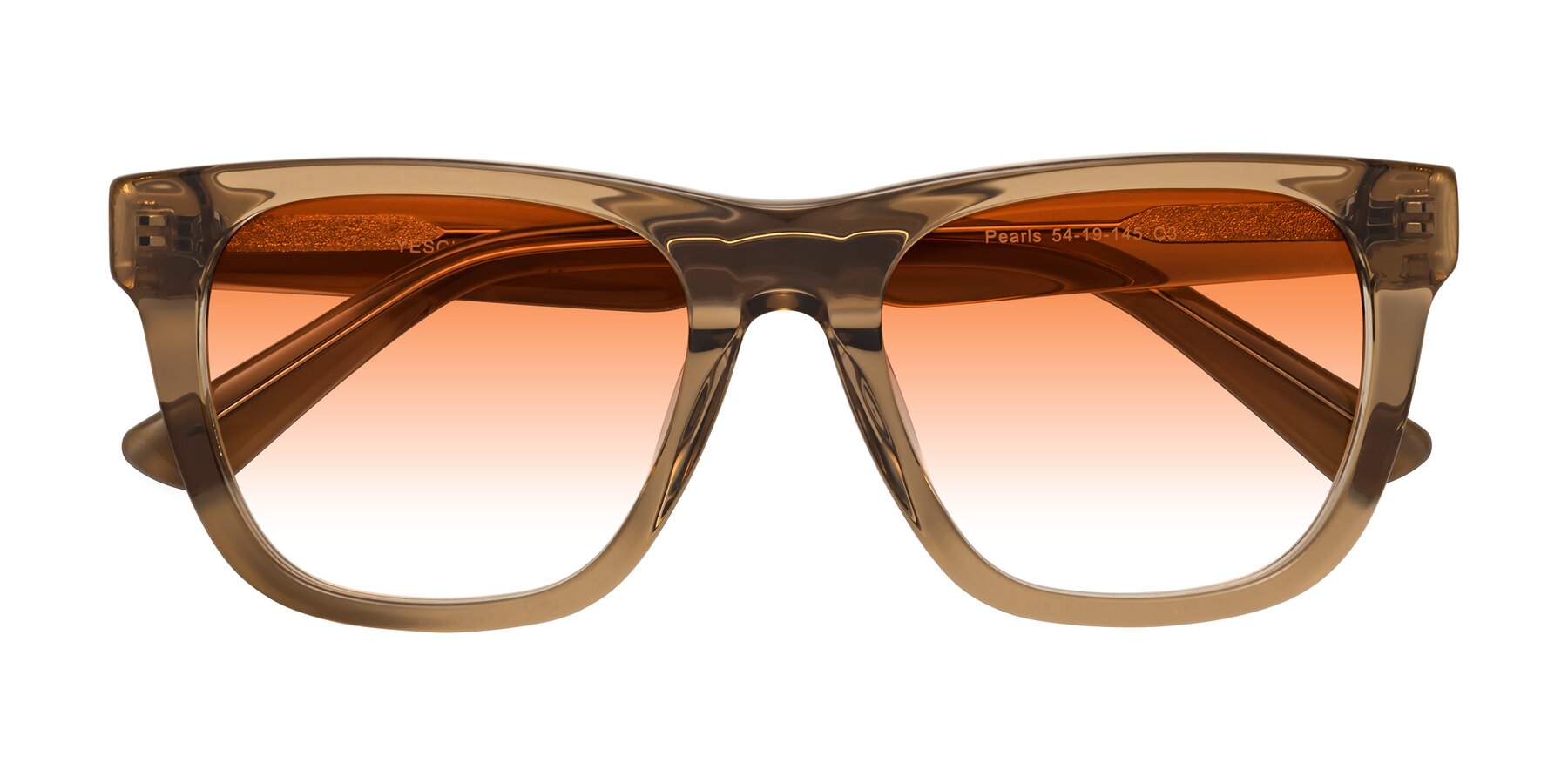 Folded Front of Pearls in Light Brown with Orange Gradient Lenses