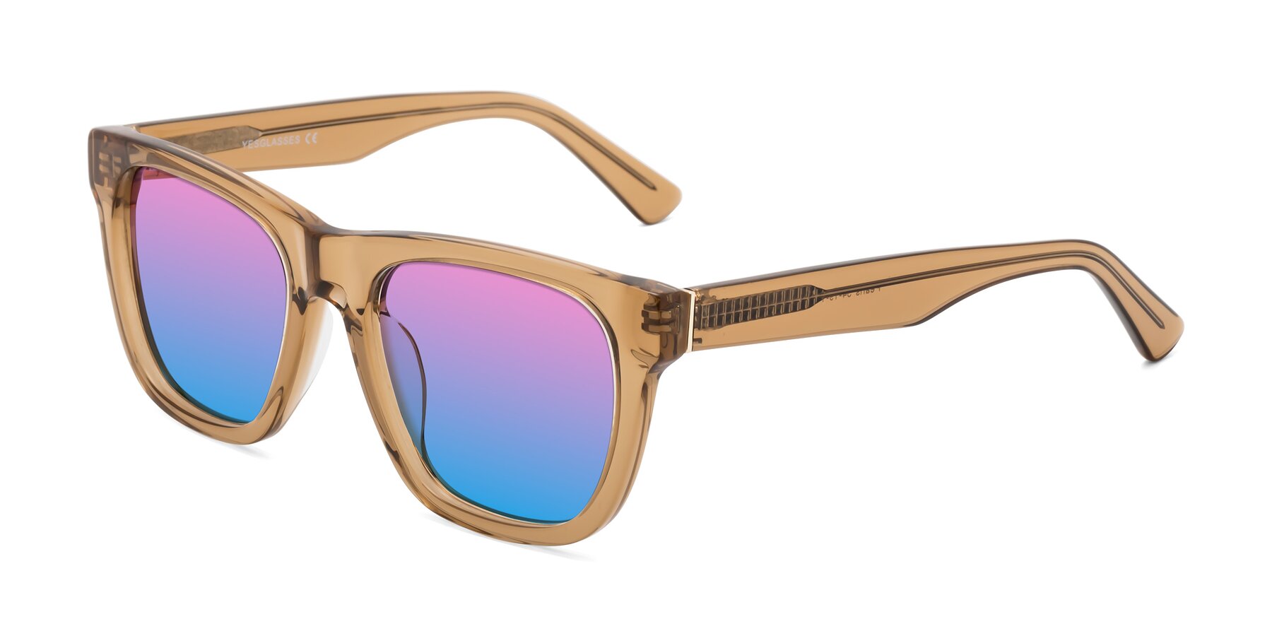 Angle of Pearls in Light Brown with Pink / Blue Gradient Lenses