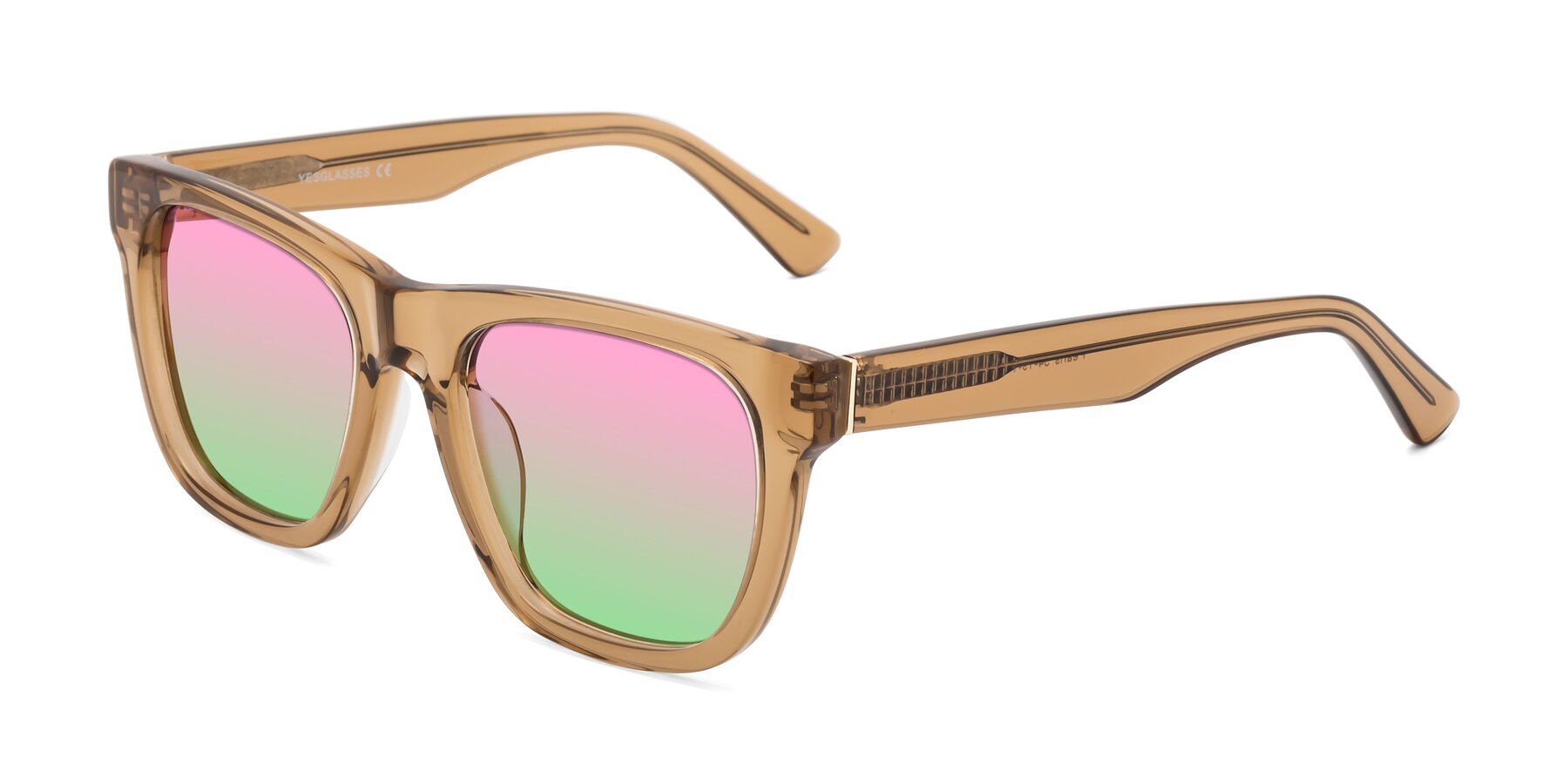 Angle of Pearls in Light Brown with Pink / Green Gradient Lenses