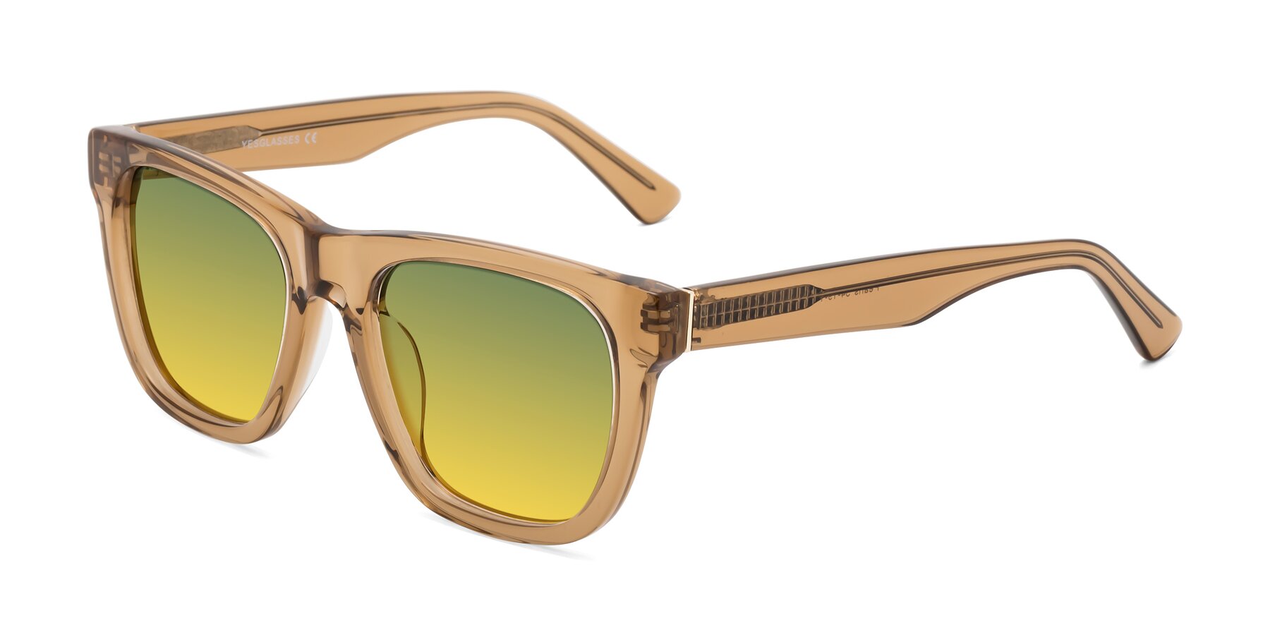 Angle of Pearls in Light Brown with Green / Yellow Gradient Lenses