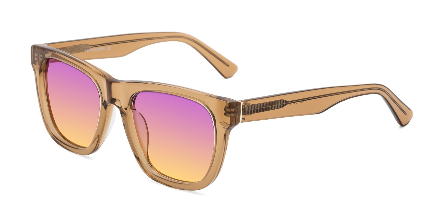 Angle of Pearls in Light Brown with Purple / Yellow Gradient Lenses