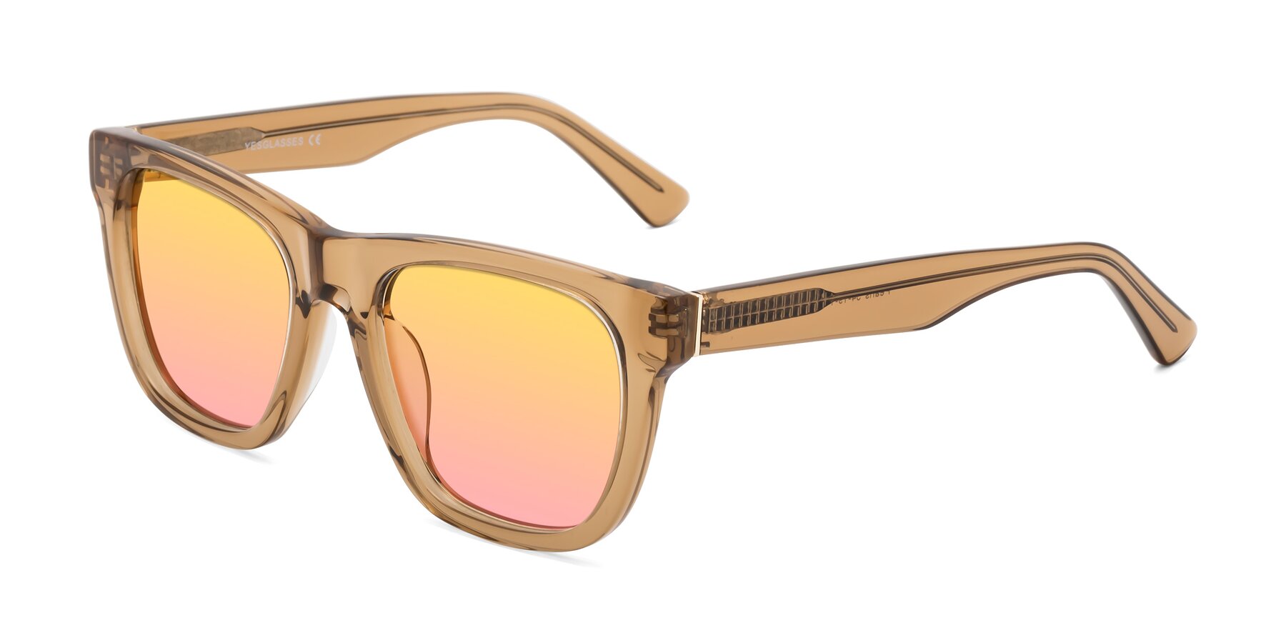 Angle of Pearls in Light Brown with Yellow / Pink Gradient Lenses