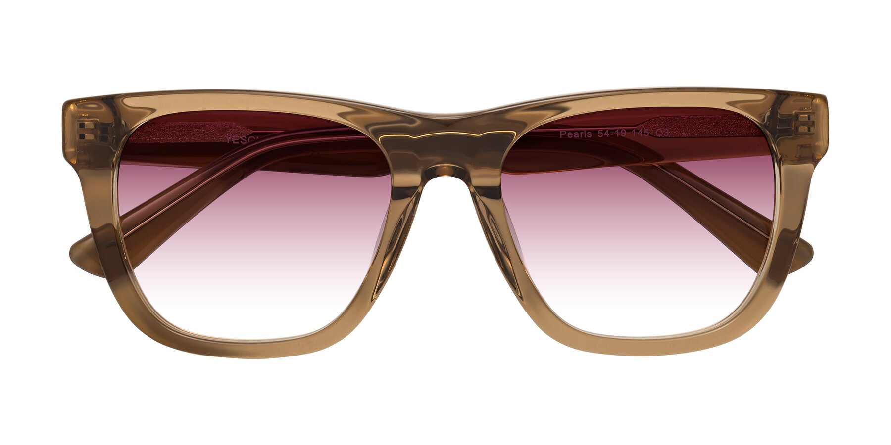 Folded Front of Pearls in Light Brown with Wine Gradient Lenses