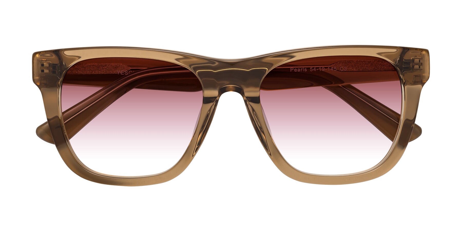 Folded Front of Pearls in Light Brown with Garnet Gradient Lenses