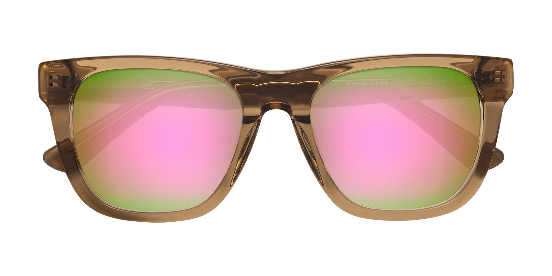 Folded Front of Pearls in Light Brown with Pink Mirrored Lenses