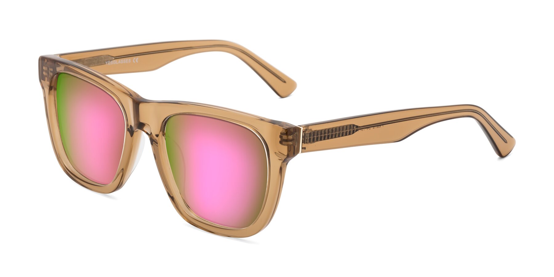 Angle of Pearls in Light Brown with Pink Mirrored Lenses