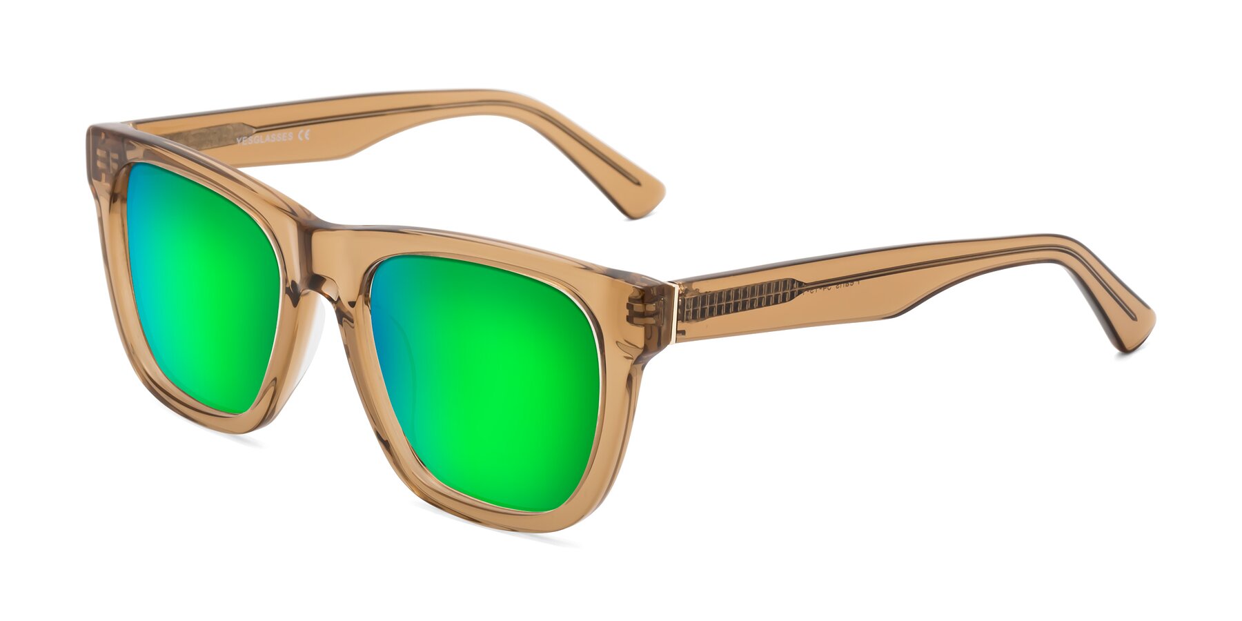 Angle of Pearls in Light Brown with Green Mirrored Lenses