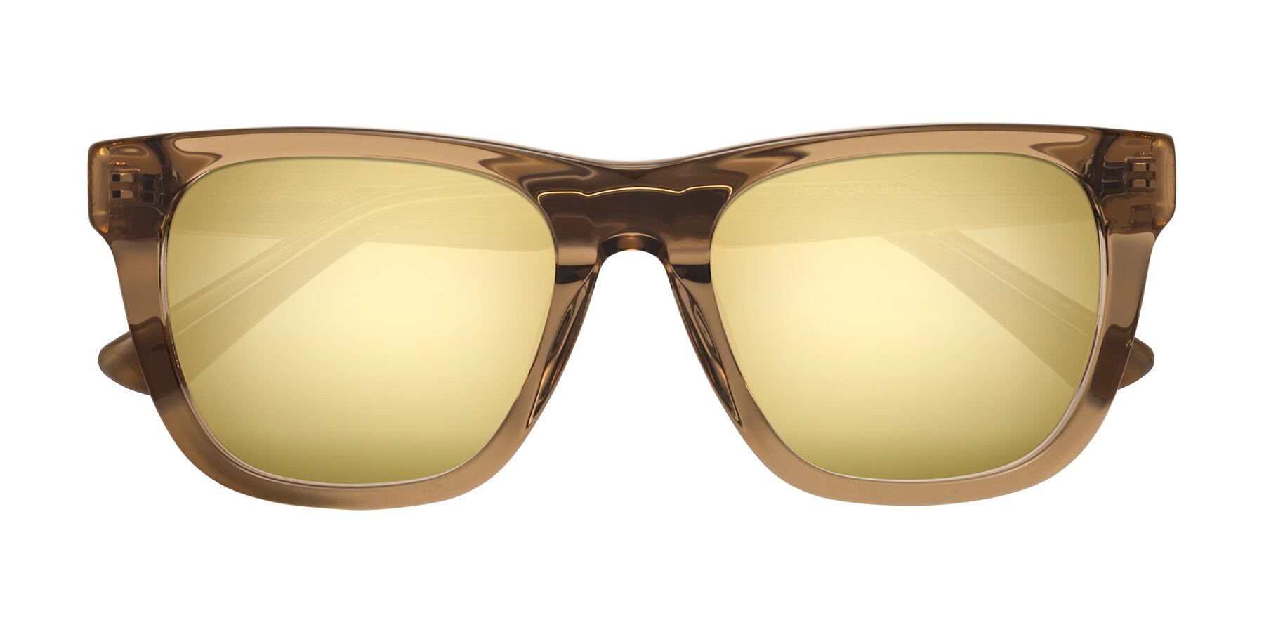 Folded Front of Pearls in Light Brown with Gold Mirrored Lenses