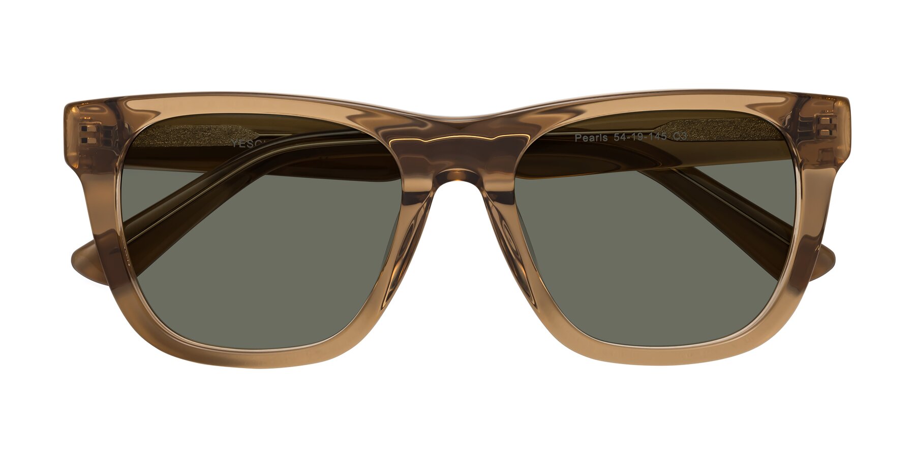 Folded Front of Pearls in Light Brown with Gray Polarized Lenses