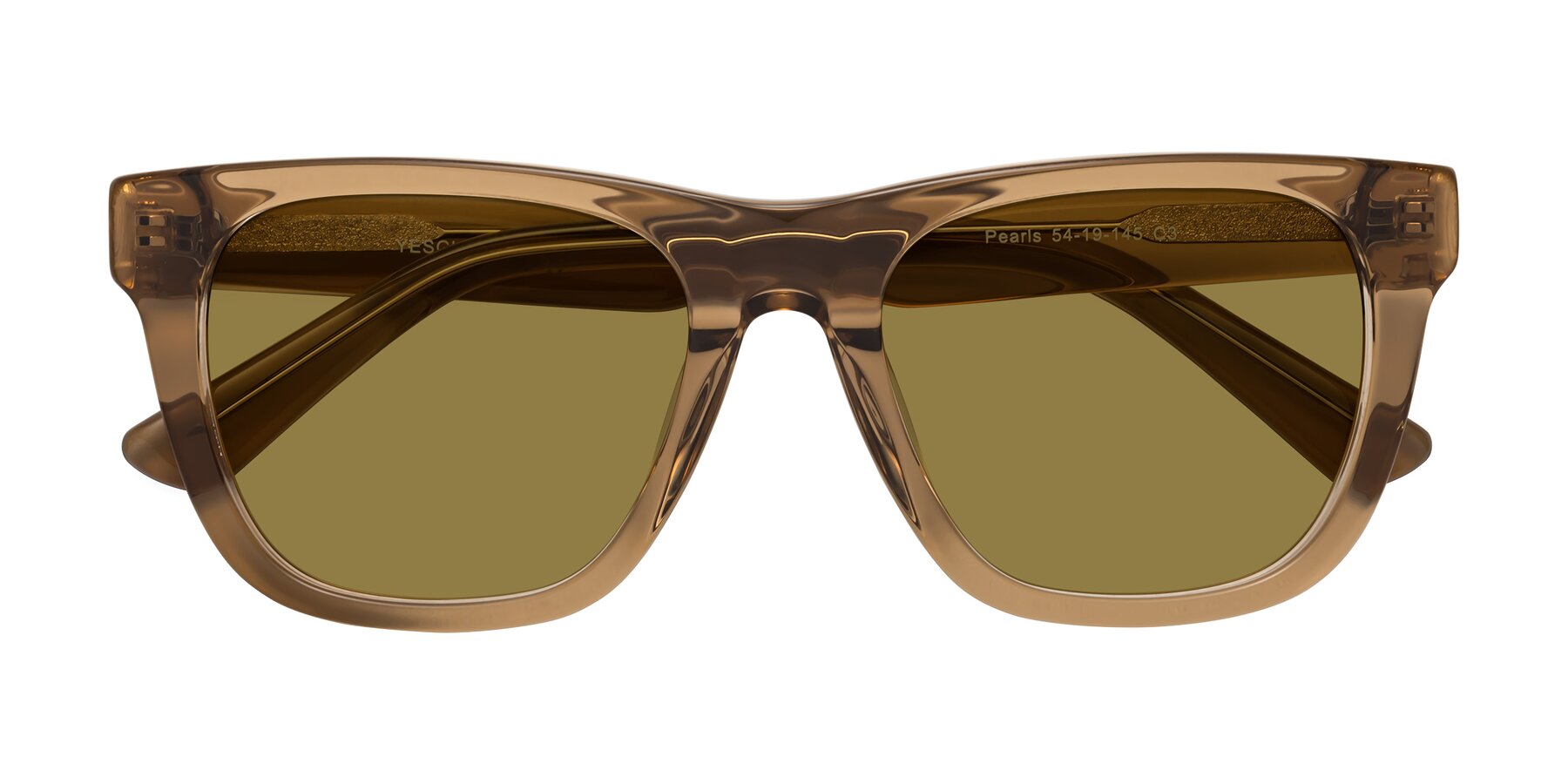 Folded Front of Pearls in Light Brown with Brown Polarized Lenses