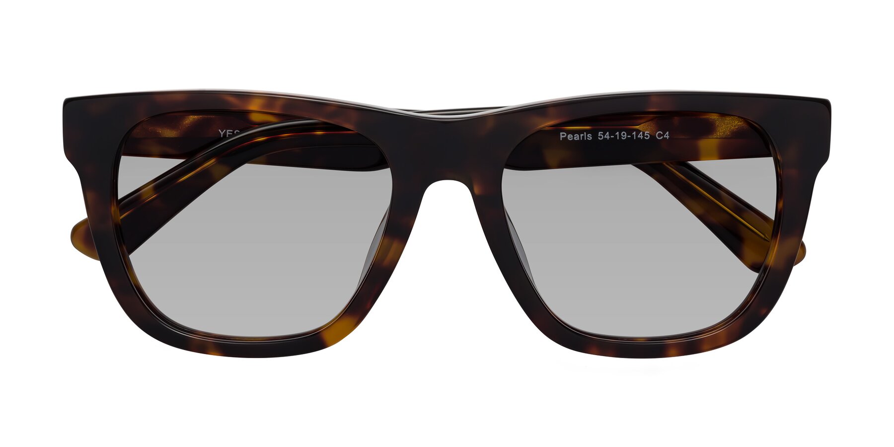 Folded Front of Pearls in Tortoise with Light Gray Tinted Lenses