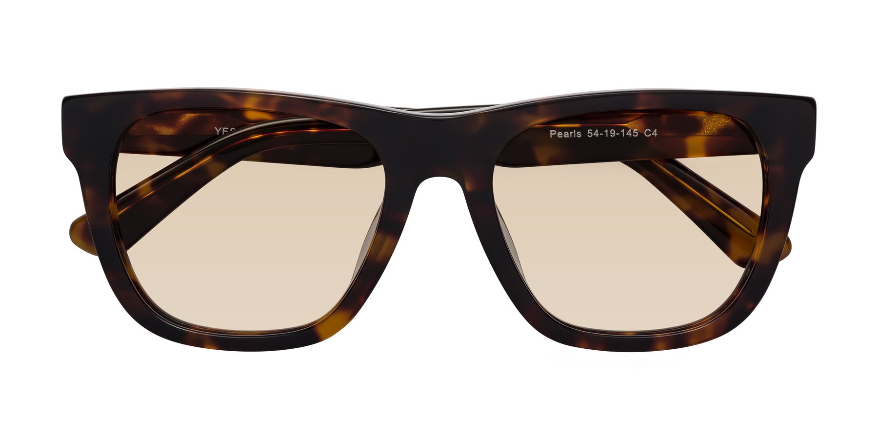 Folded Front of Pearls in Tortoise with Light Brown Tinted Lenses