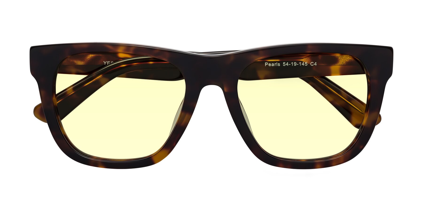 Folded Front of Pearls in Tortoise with Light Yellow Tinted Lenses