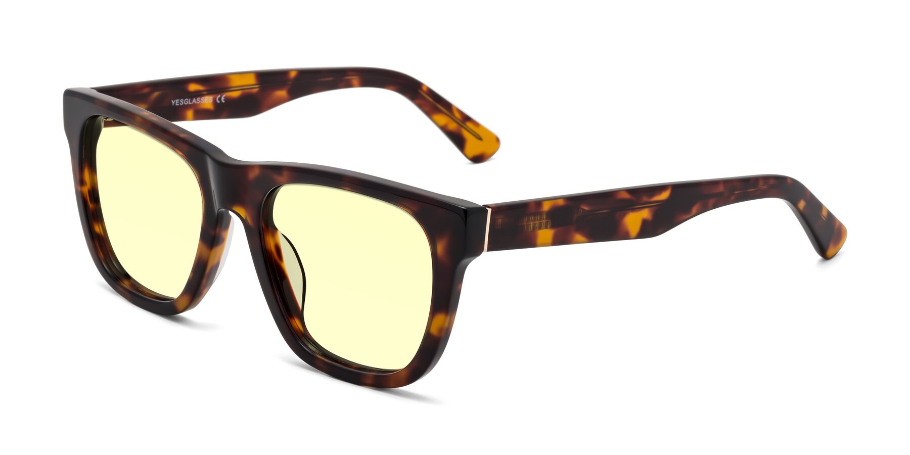 Angle of Pearls in Tortoise with Light Yellow Tinted Lenses