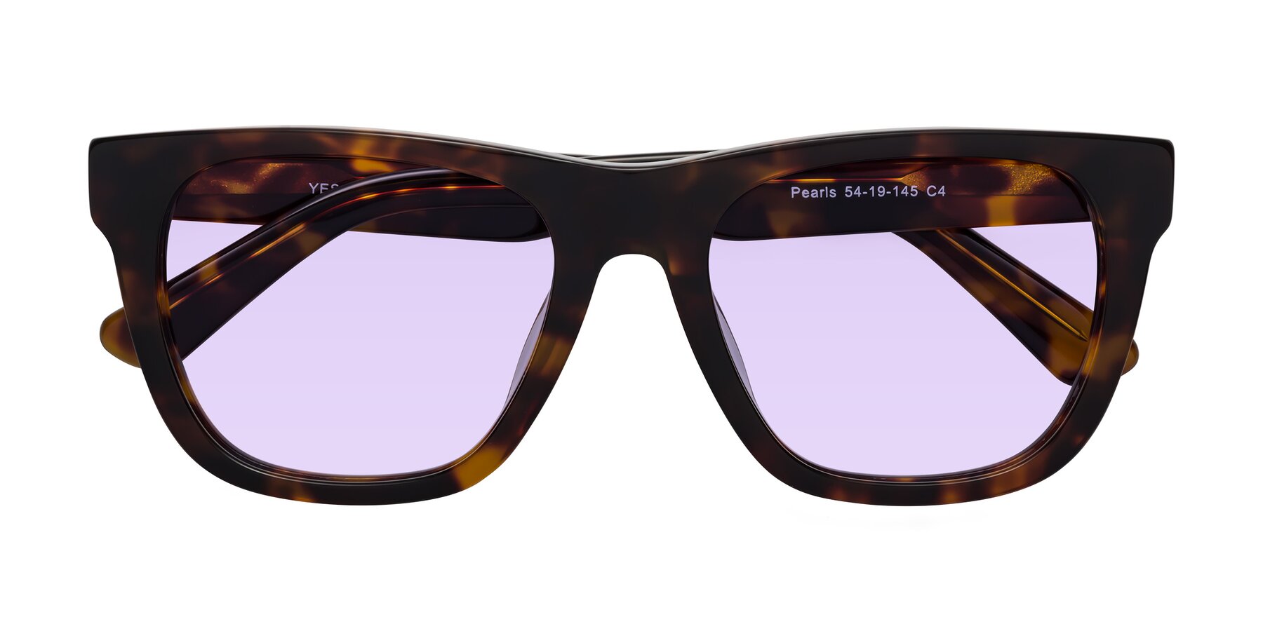 Folded Front of Pearls in Tortoise with Light Purple Tinted Lenses