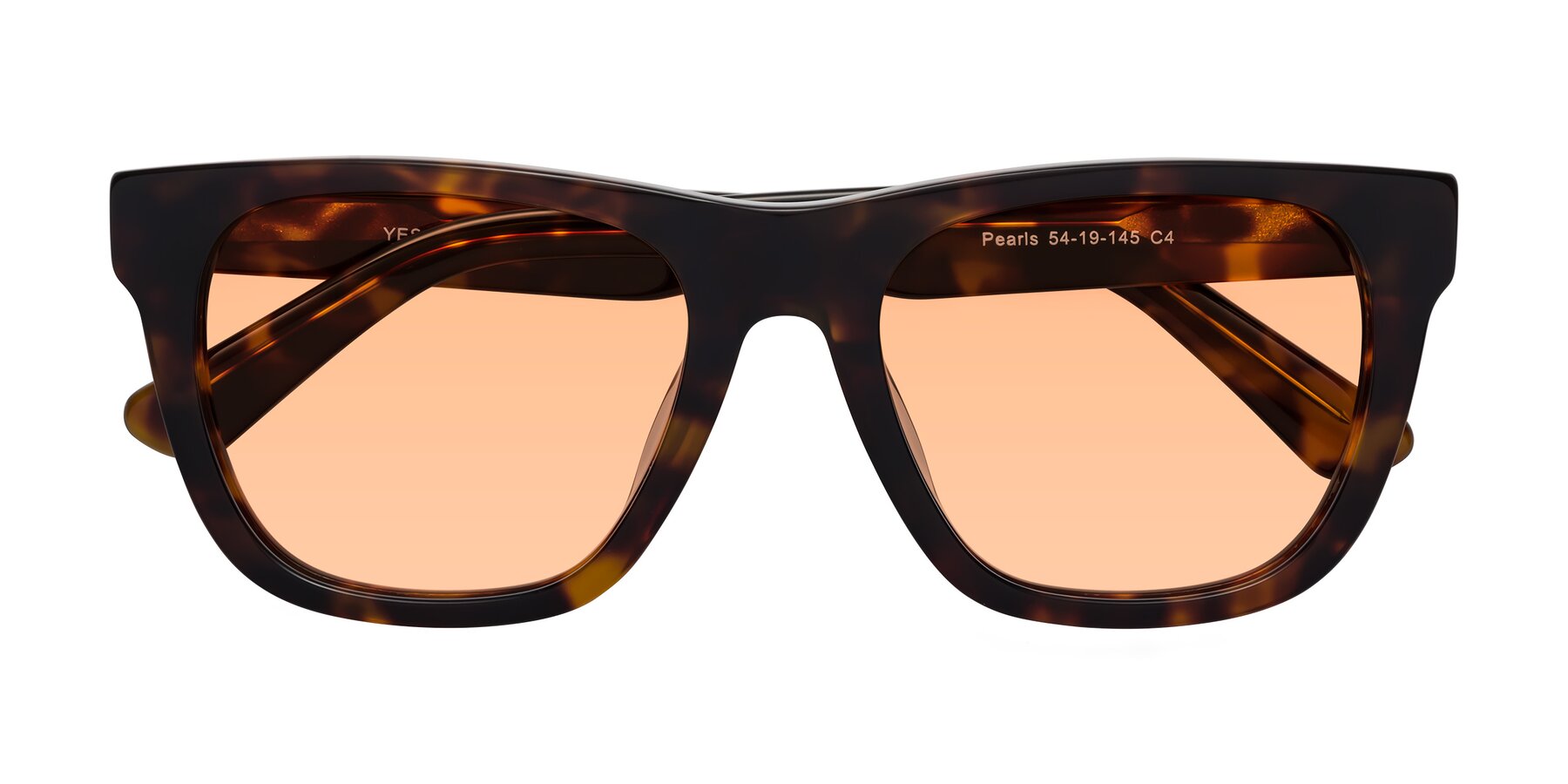 Folded Front of Pearls in Tortoise with Light Orange Tinted Lenses