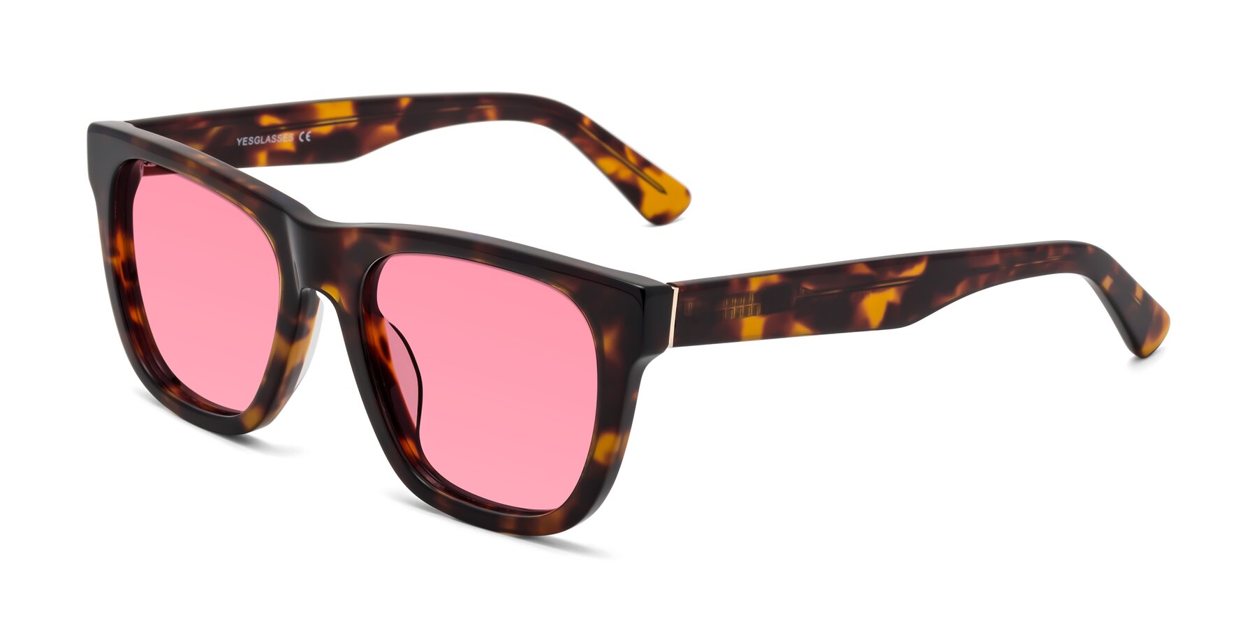 Angle of Pearls in Tortoise with Pink Tinted Lenses