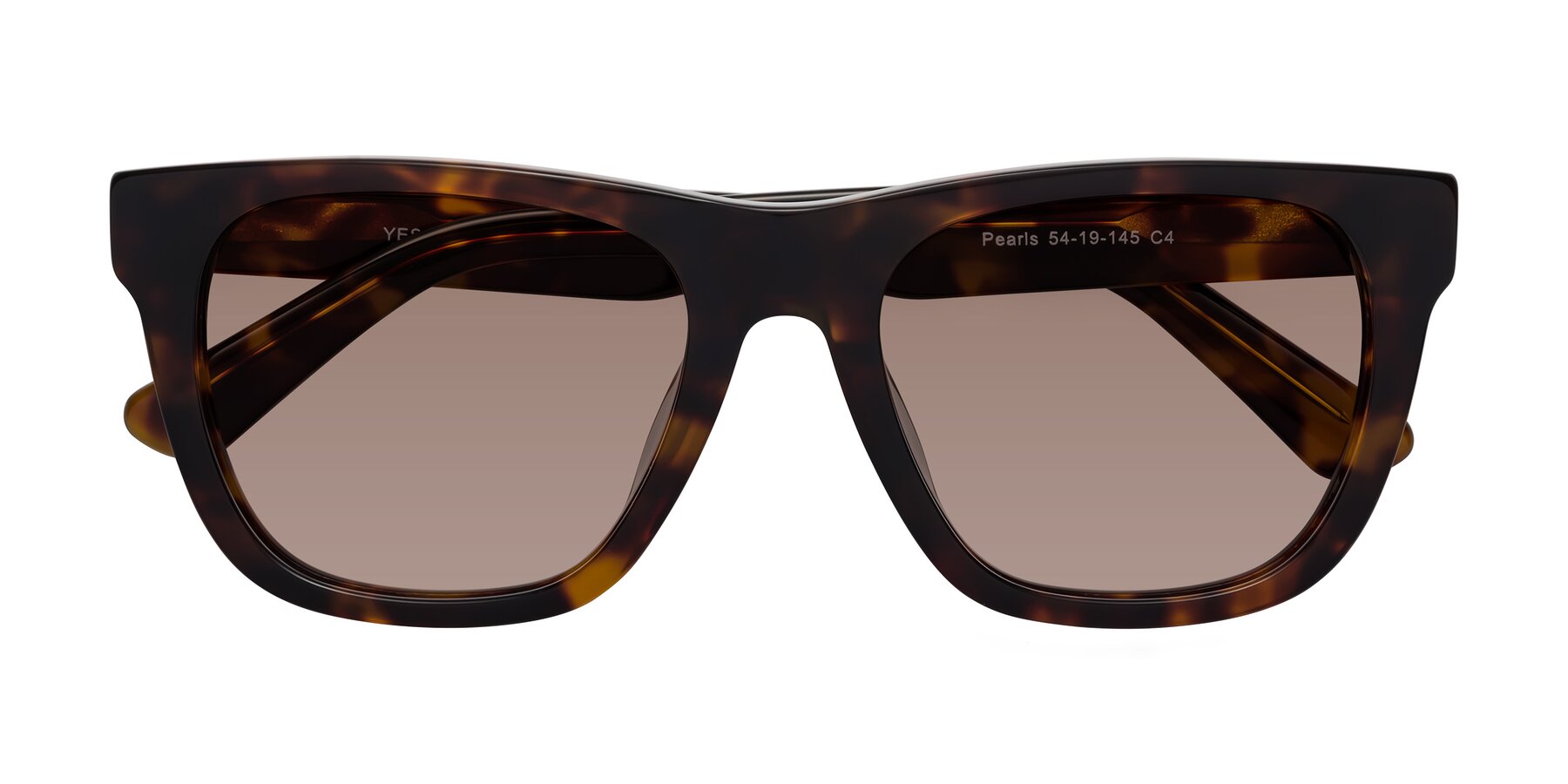 Folded Front of Pearls in Tortoise with Medium Brown Tinted Lenses