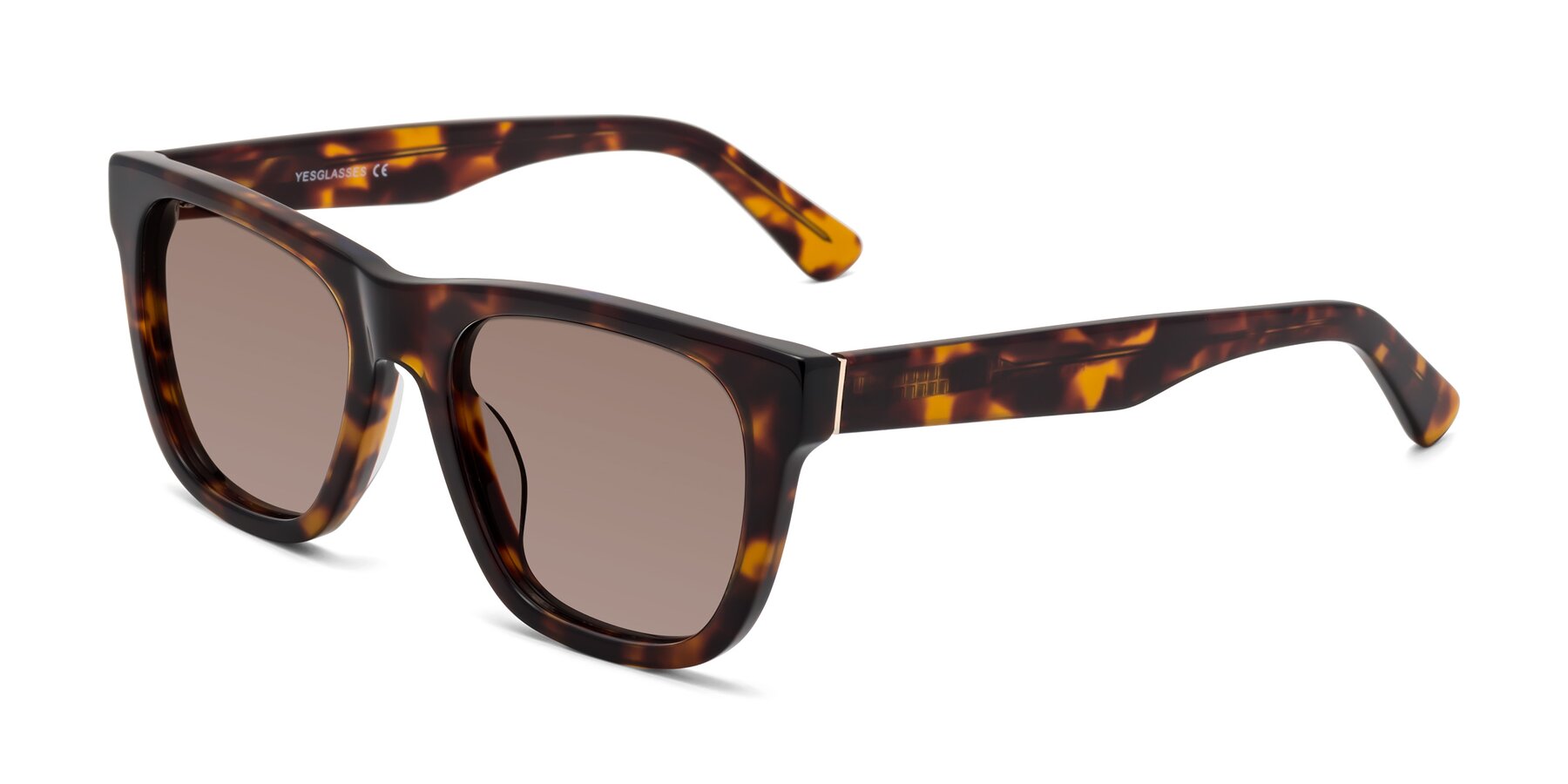 Angle of Pearls in Tortoise with Medium Brown Tinted Lenses