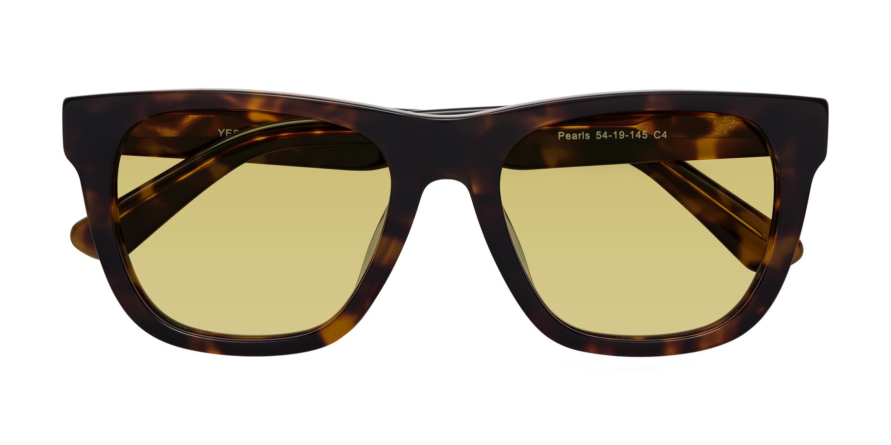 Folded Front of Pearls in Tortoise with Medium Champagne Tinted Lenses