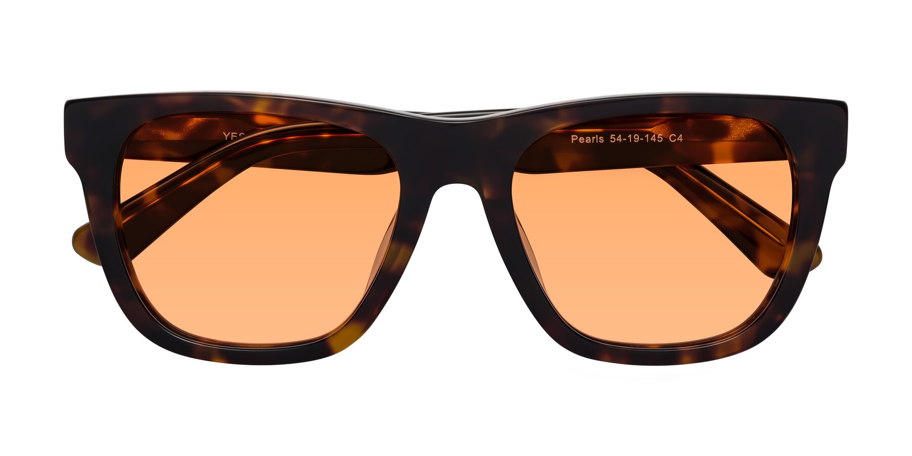 Folded Front of Pearls in Tortoise with Medium Orange Tinted Lenses