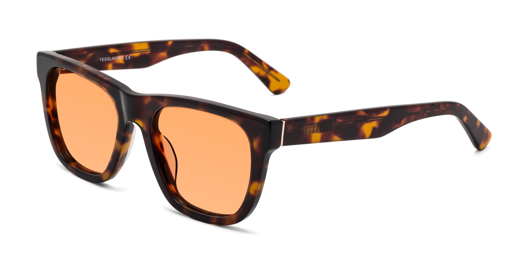 Angle of Pearls in Tortoise with Medium Orange Tinted Lenses