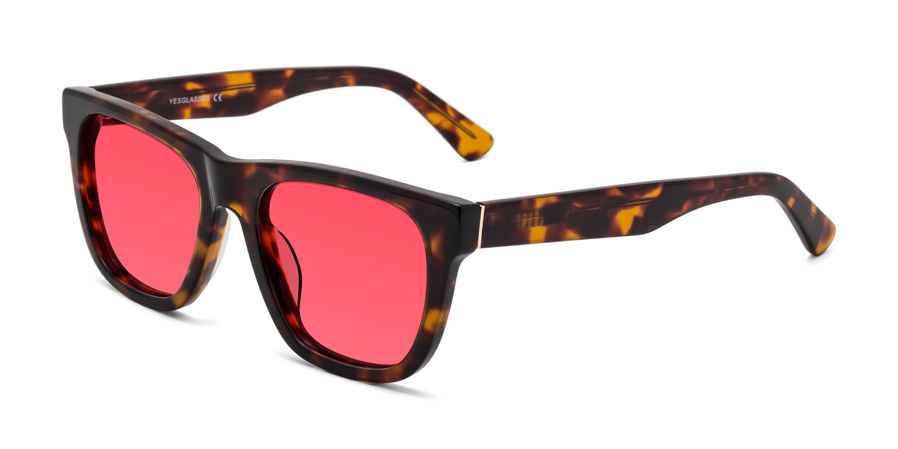 Angle of Pearls in Tortoise with Red Tinted Lenses