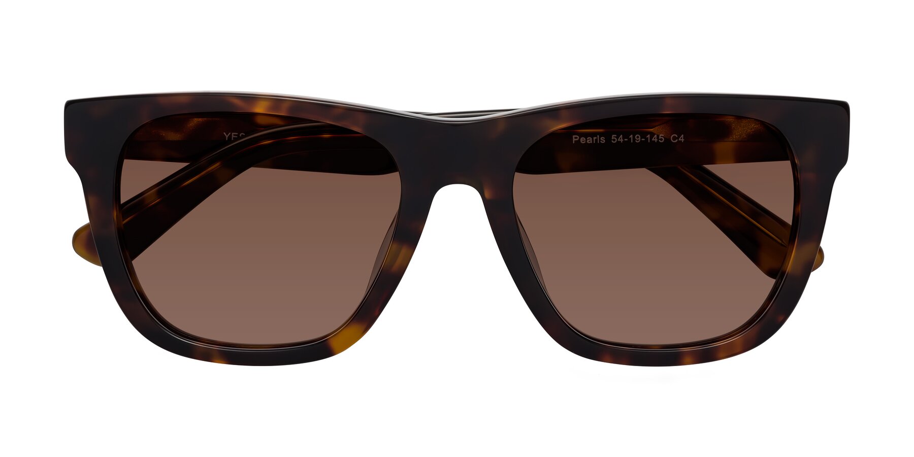 Folded Front of Pearls in Tortoise with Brown Tinted Lenses