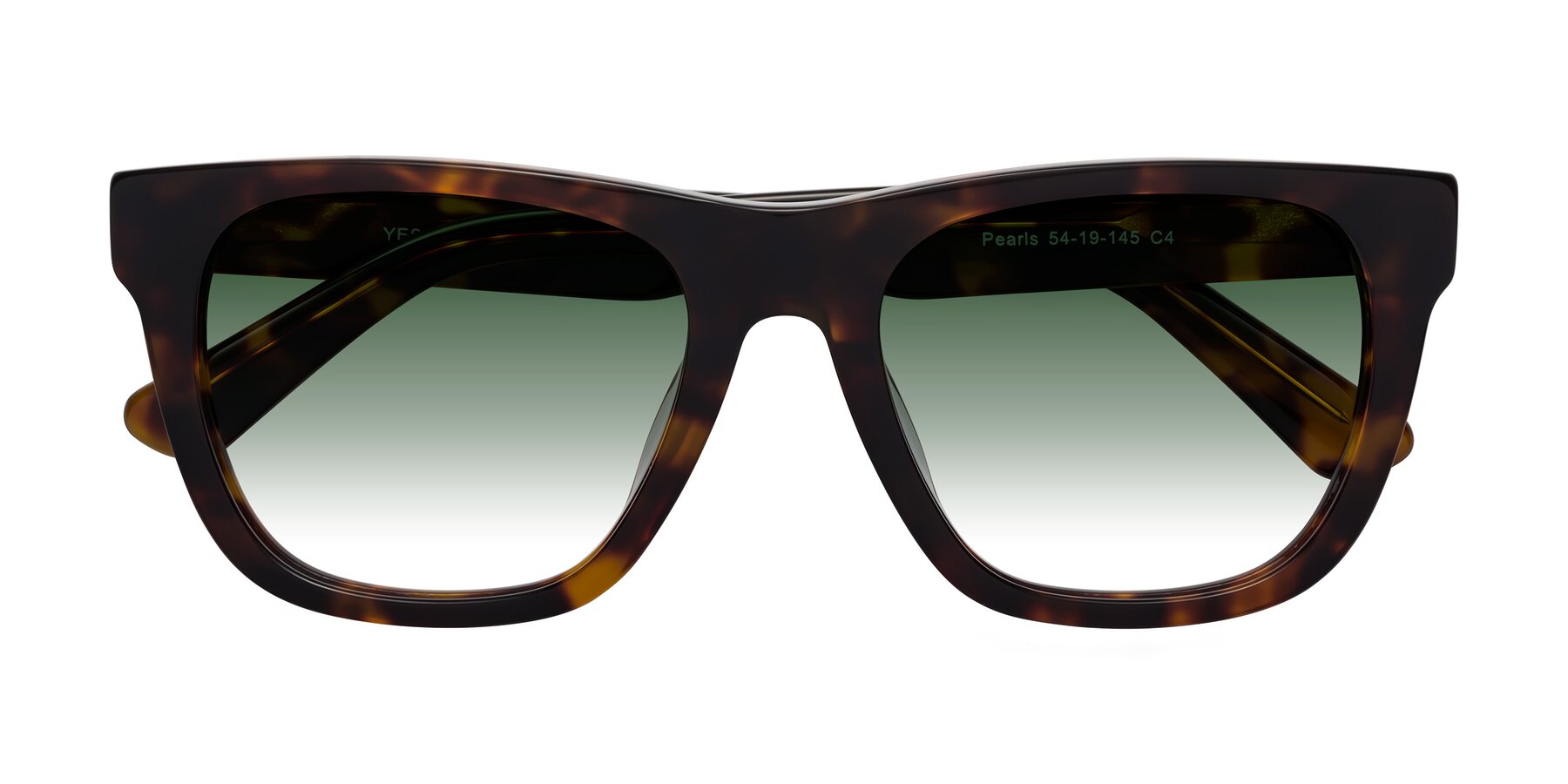 Folded Front of Pearls in Tortoise with Green Gradient Lenses