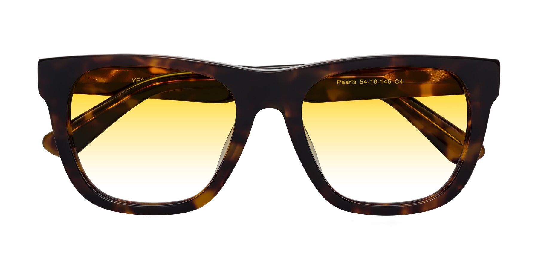 Folded Front of Pearls in Tortoise with Yellow Gradient Lenses