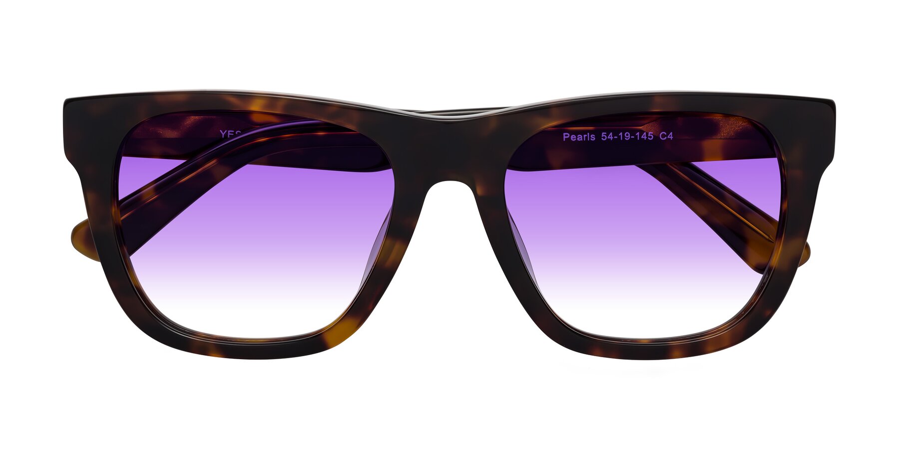 Folded Front of Pearls in Tortoise with Purple Gradient Lenses