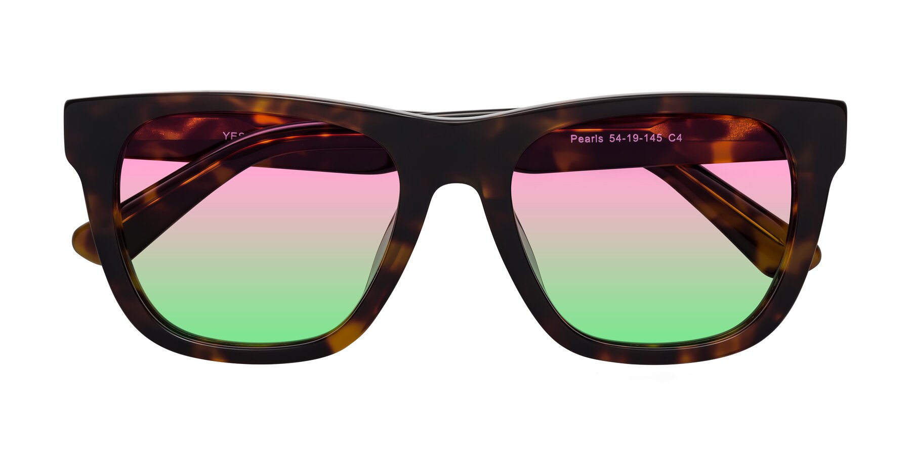 Folded Front of Pearls in Tortoise with Pink / Green Gradient Lenses