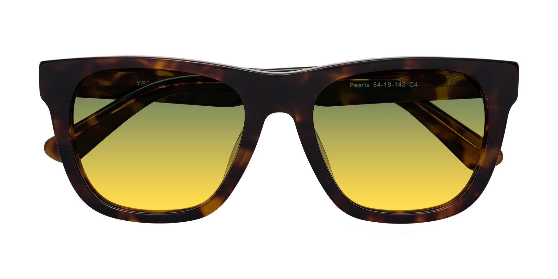 Folded Front of Pearls in Tortoise with Green / Yellow Gradient Lenses