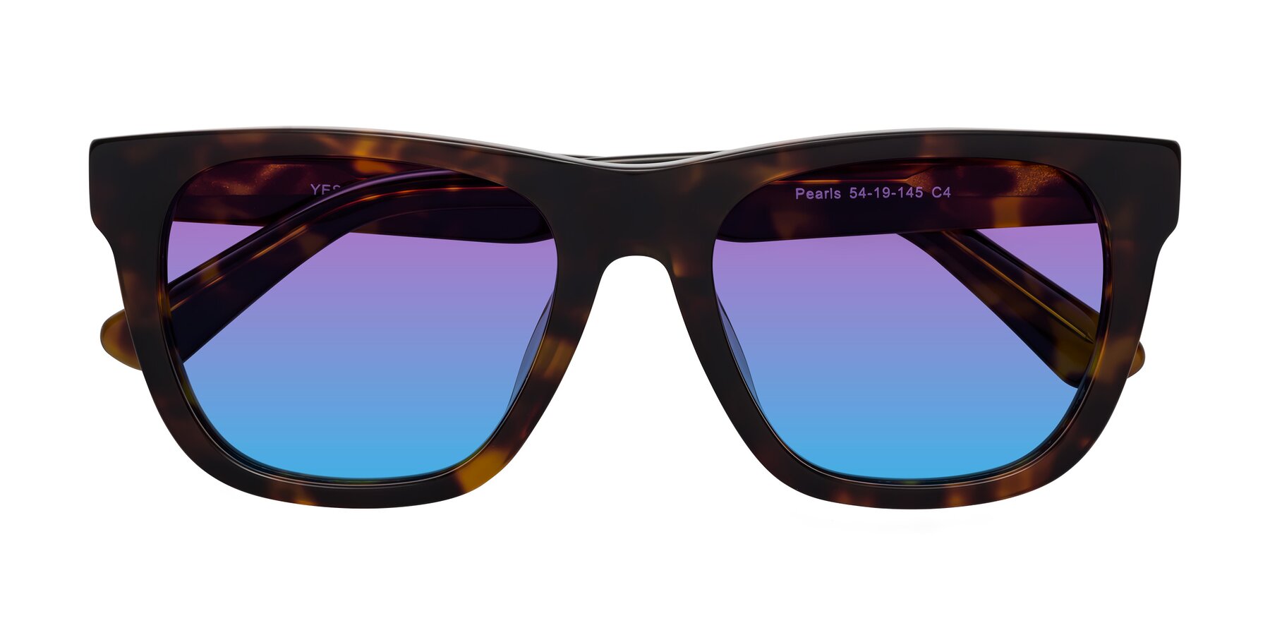 Folded Front of Pearls in Tortoise with Purple / Blue Gradient Lenses