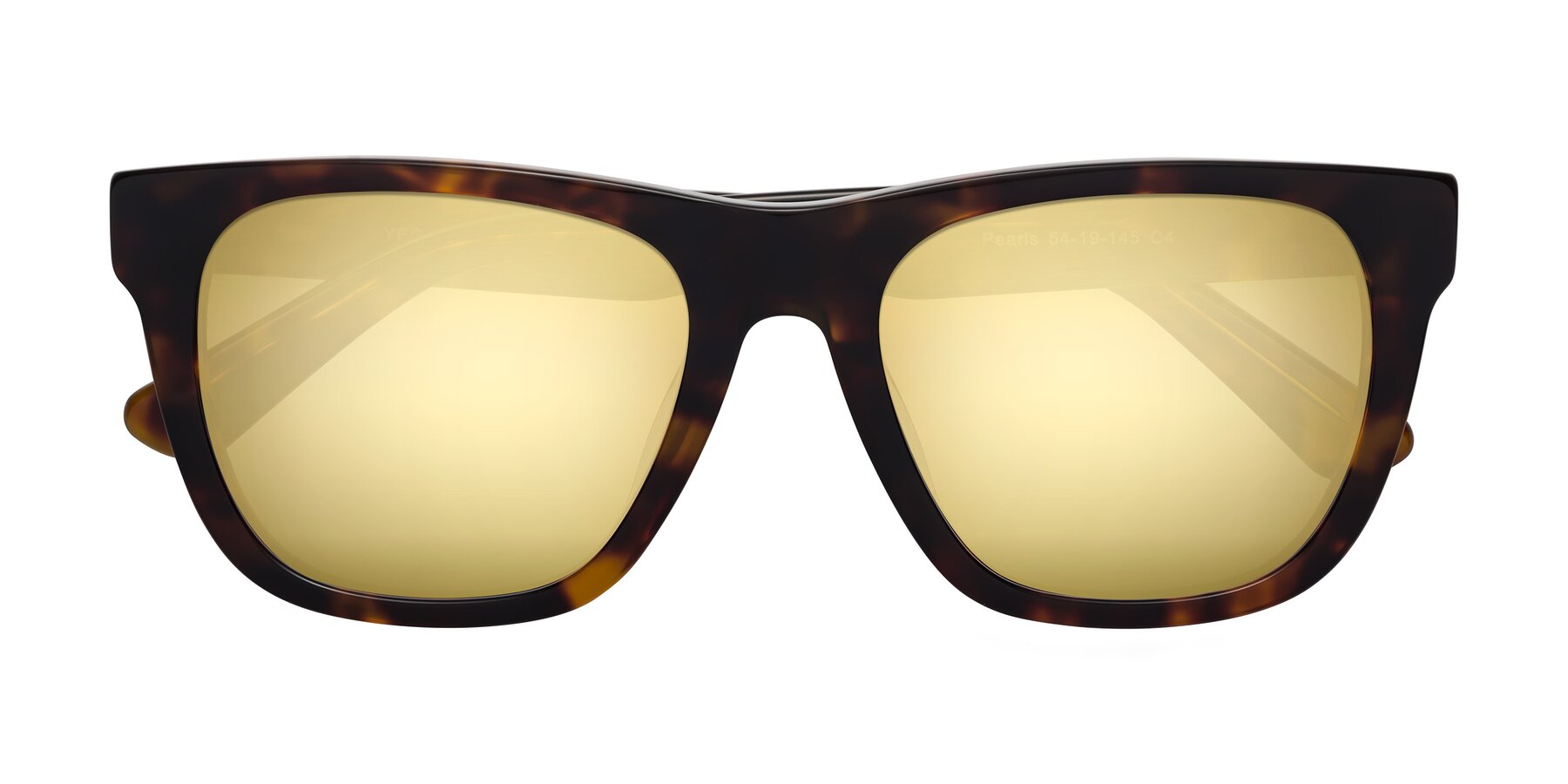 Folded Front of Pearls in Tortoise with Gold Mirrored Lenses