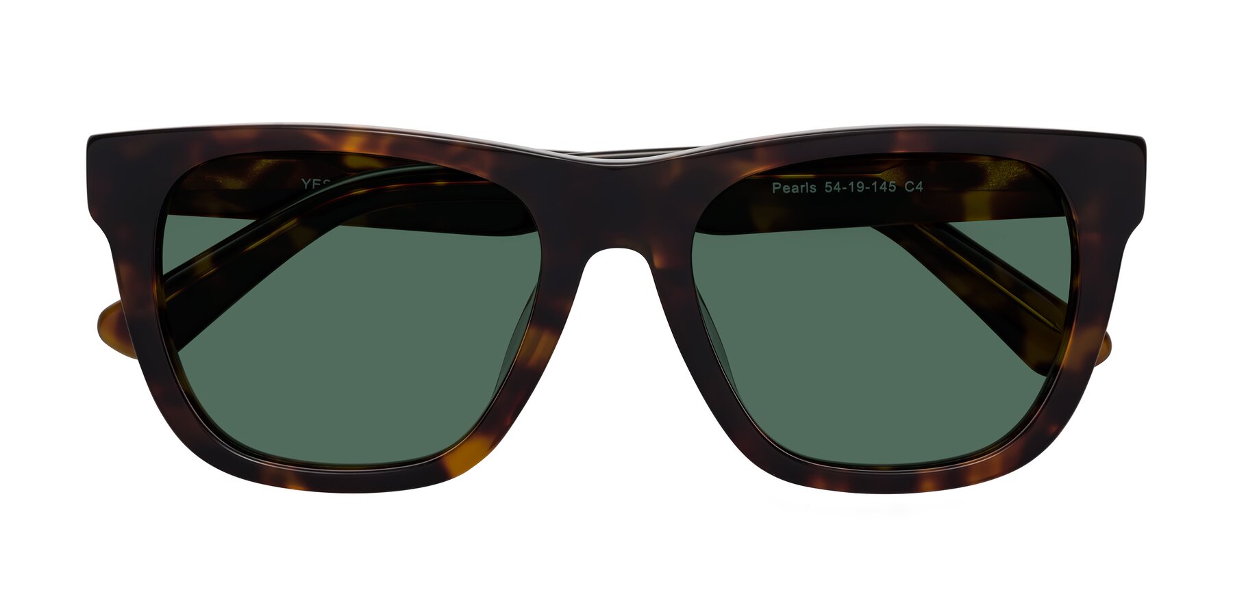 Folded Front of Pearls in Tortoise with Green Polarized Lenses