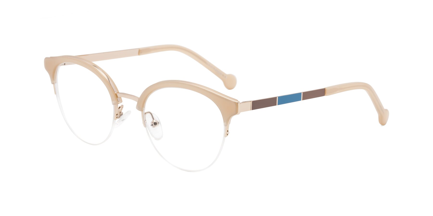 Angle of Icream in Beige-Gold with Clear Reading Eyeglass Lenses