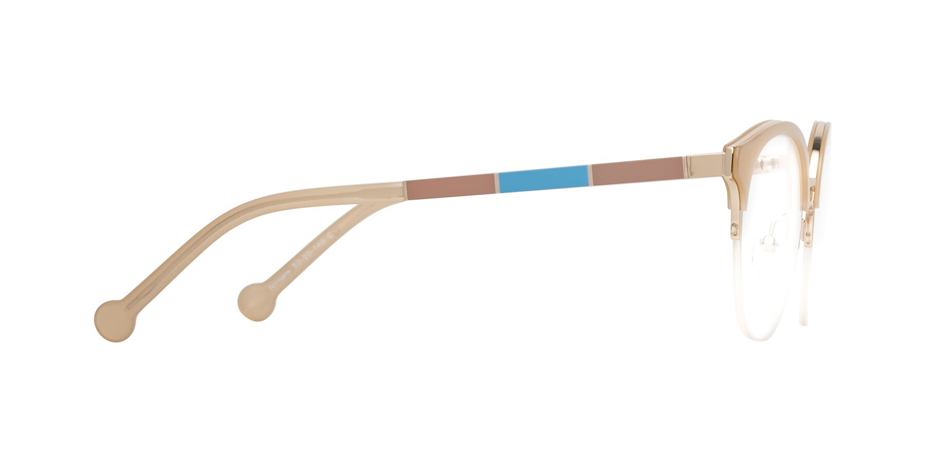 Side of Icream in Beige-Gold with Clear Blue Light Blocking Lenses