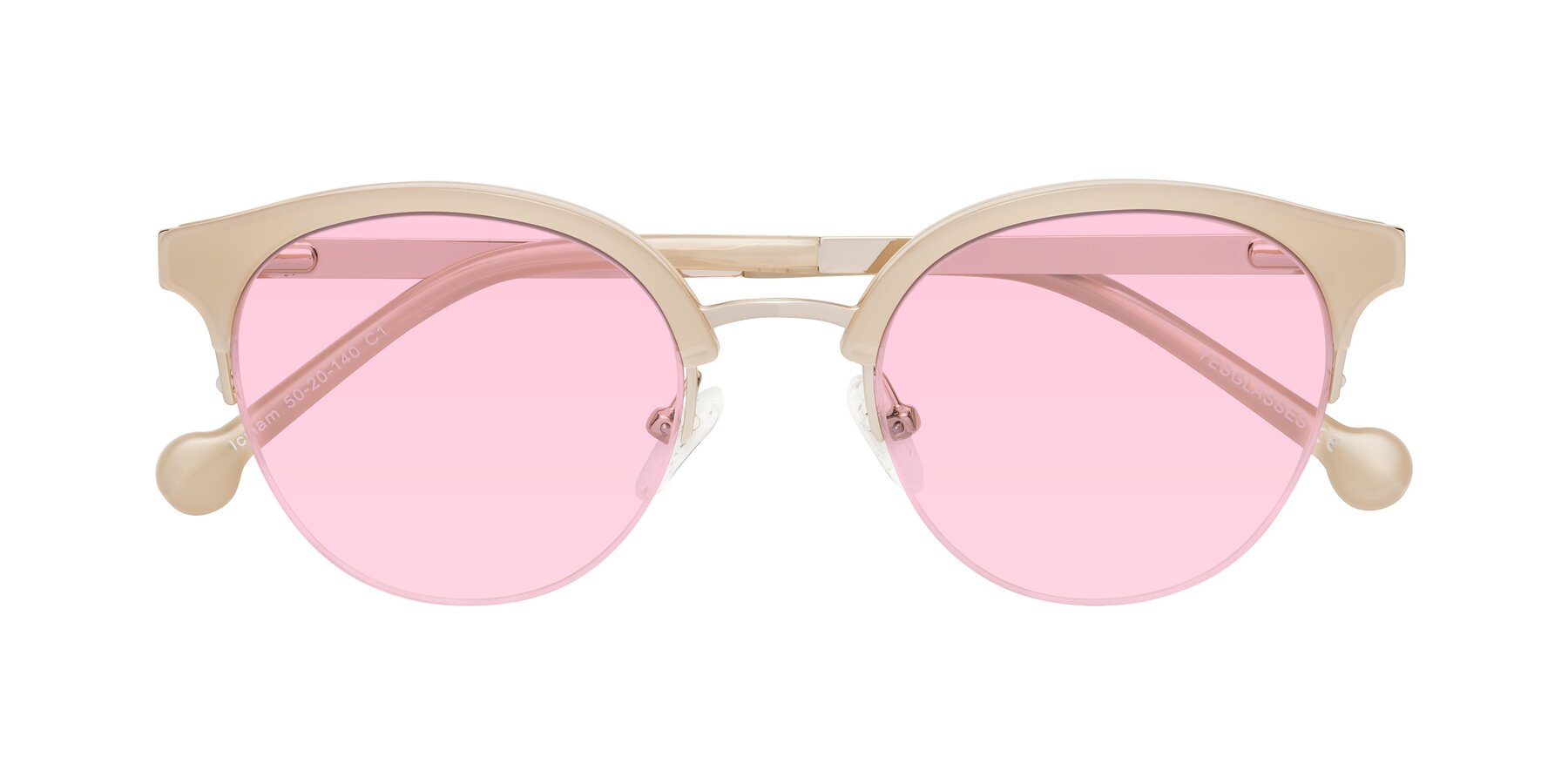 Folded Front of Icream in Beige-Gold with Light Pink Tinted Lenses