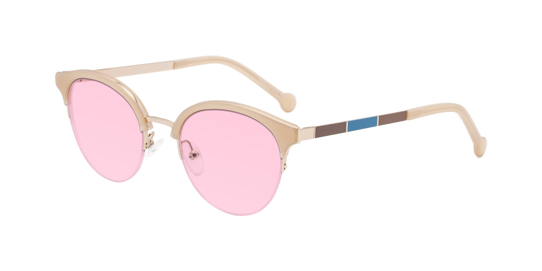 Angle of Icream in Beige-Gold with Light Pink Tinted Lenses