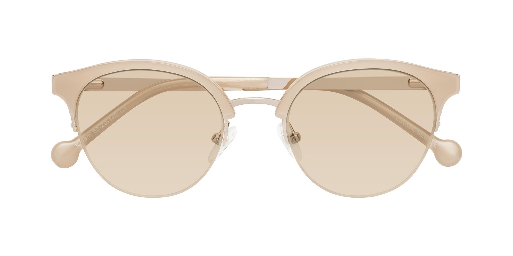 Folded Front of Icream in Beige-Gold with Light Brown Tinted Lenses