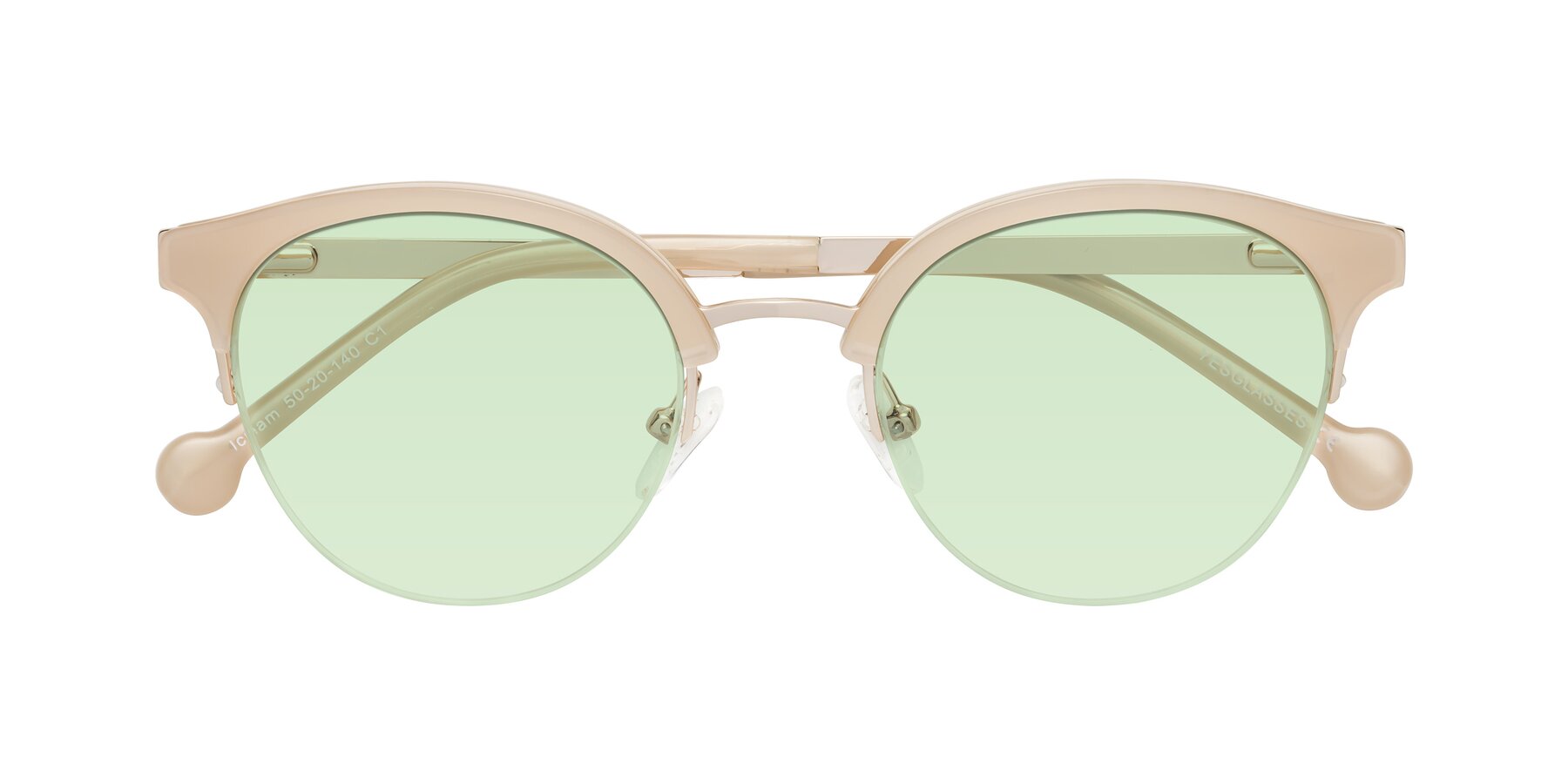 Folded Front of Icream in Beige-Gold with Light Green Tinted Lenses