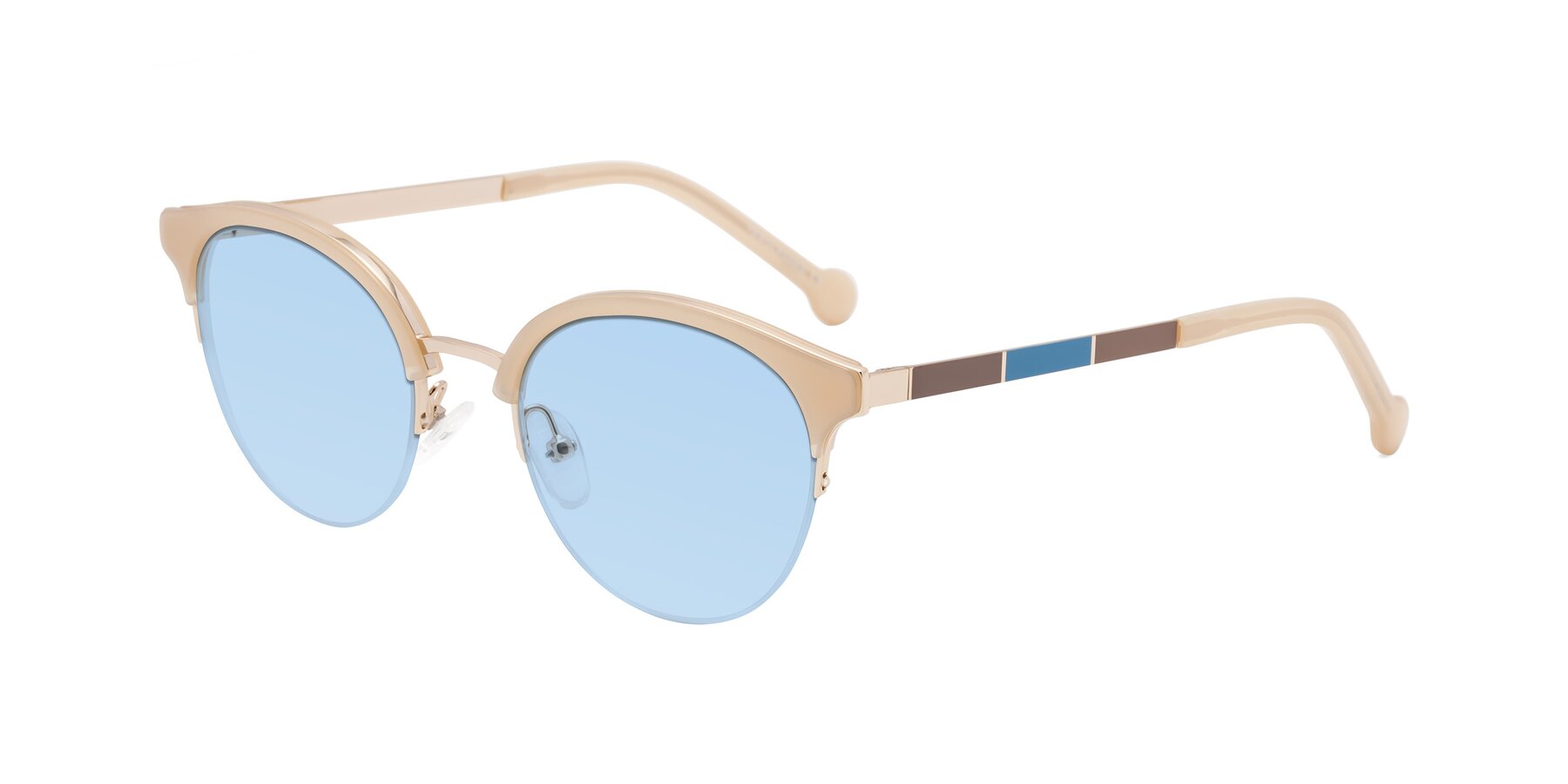 Angle of Icream in Beige-Gold with Light Blue Tinted Lenses